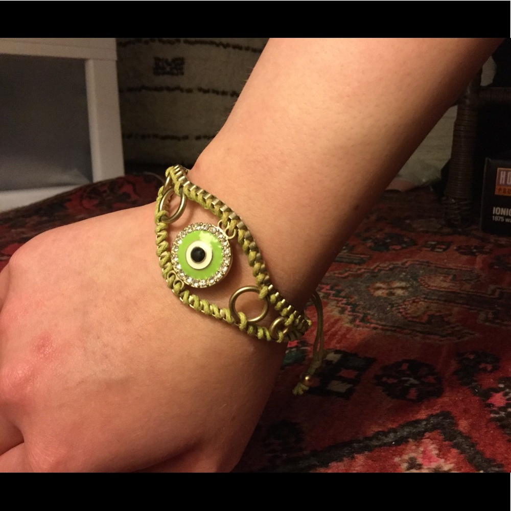 Lime green studded eye bracelet